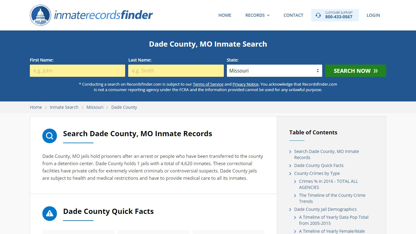 Dade County, MO Inmate Lookup & Jail Records Online