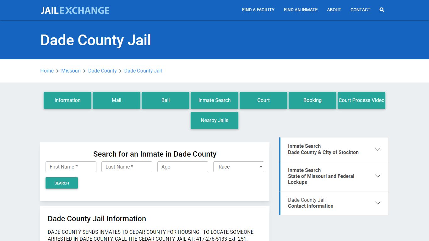 Dade County Jail Roster Lookup, MO, Inmate Search - Jail Exchange